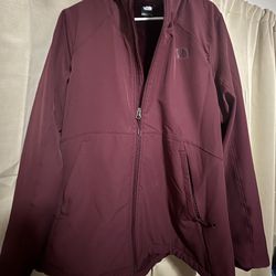 Women’s North Face Sherpa Lined Hooded Winter Jacket (XL) Burgundy 