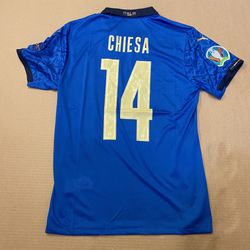 2020 Euro Cup Final Chiesa #14 Italia Soccer Jersey Size Large