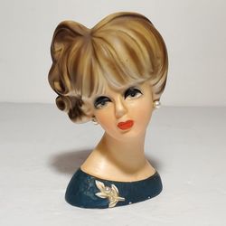 Napcoware Lady Head Vase Small 4.25" Blue