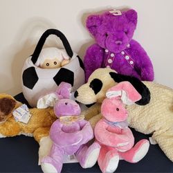 6 Stuffed Animals For $5 rabbits, lamb, dogs, bear