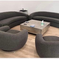 Beautiful living room set for sale - contains one sofa and two swivel arm chairs.