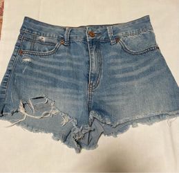 Blue denim ripped shorts