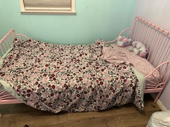 Pink Metal Twin Toddler Bed Frame