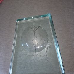 Vintage Laser Engraved Glass Piece 