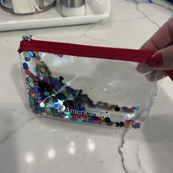 American Girl SPARKLING SEQUINS CONFETTI WRISTLET Purse For Girls Zip 5.75x3.5"