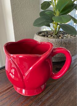 Red Tulip Ceramic Flower Mug