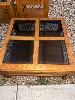 Vintage Solid Wood & Glass Coffee/End Tables
