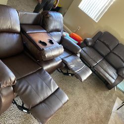NEW 3pcs Brown Manual Recliner’s (Sofa- Loveseat- Recliner)