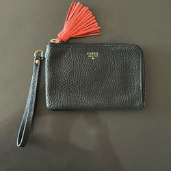Fossil Black Leather Clutch 