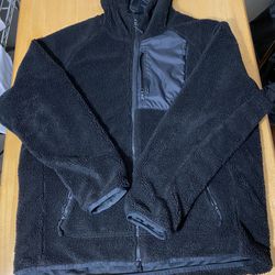 Nike SB Everett Sherpa Fleece Full Zip Hoodie Jacket Triple Black Men's Large XL