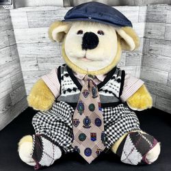 Vintage Linda Novick All Stuffed Up Bear. Gold Silk The Golfer Bear Vintage 91