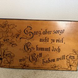 Vintage Wooden German Sign 