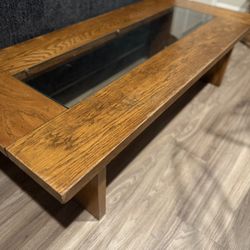 Lane Solid Oak Coffee Table w/ Glass Insert – Mid-Century Style (1960’s)