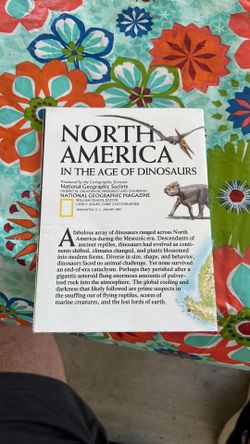 VTG National Geographic dinosaur map/ephemera