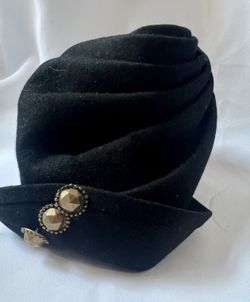 Vintage Annette Nussbaum Creative Milliner Black Wool Felt Turban Hat