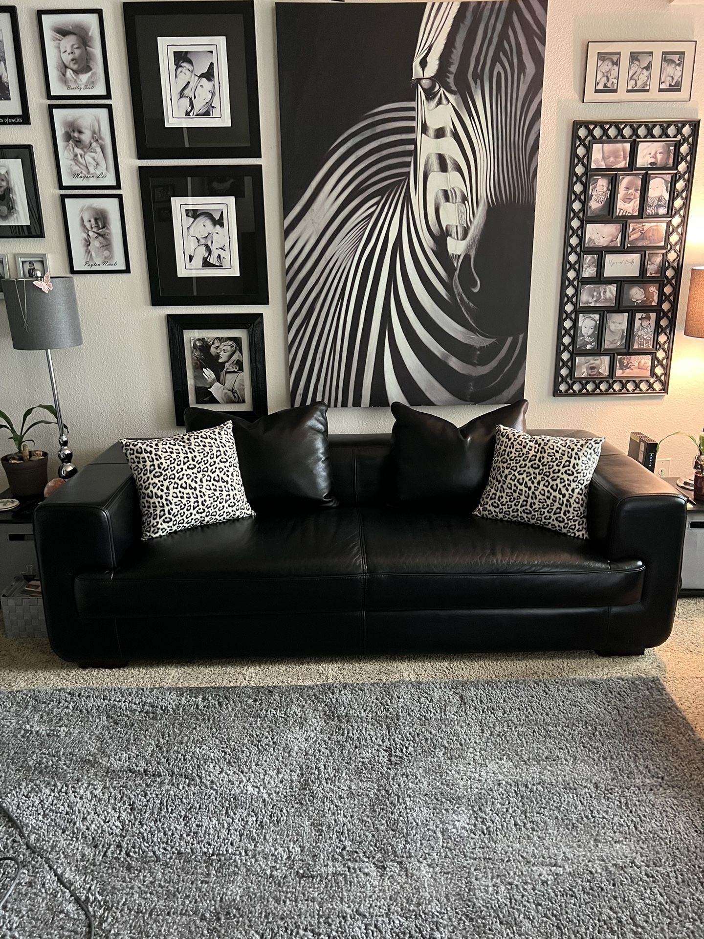 **Black Leather Couch And Chair**