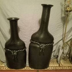 Heavy Duty Ðecorative HUGE Floor Bottle Vases Set Of 3 Candle STANDS ALSO VERY HEAVYSET OF 3 CANDLES  SEPARATE ASKING 45.00 FIRM 200.OO FOR ETIRE COLL