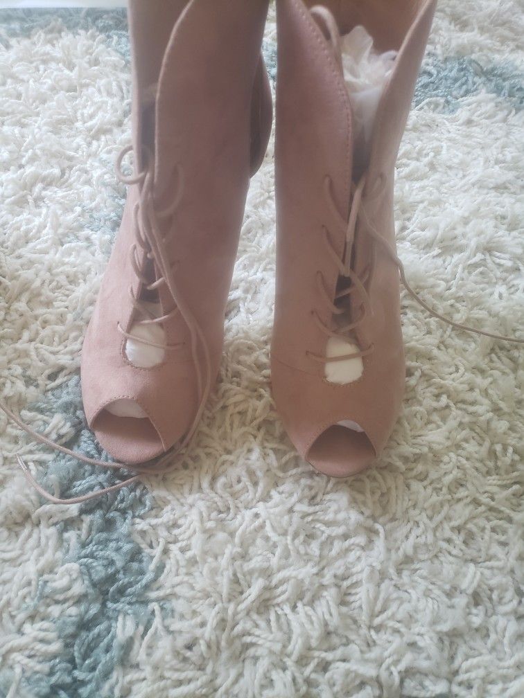 Blush Peep Toe Bootie