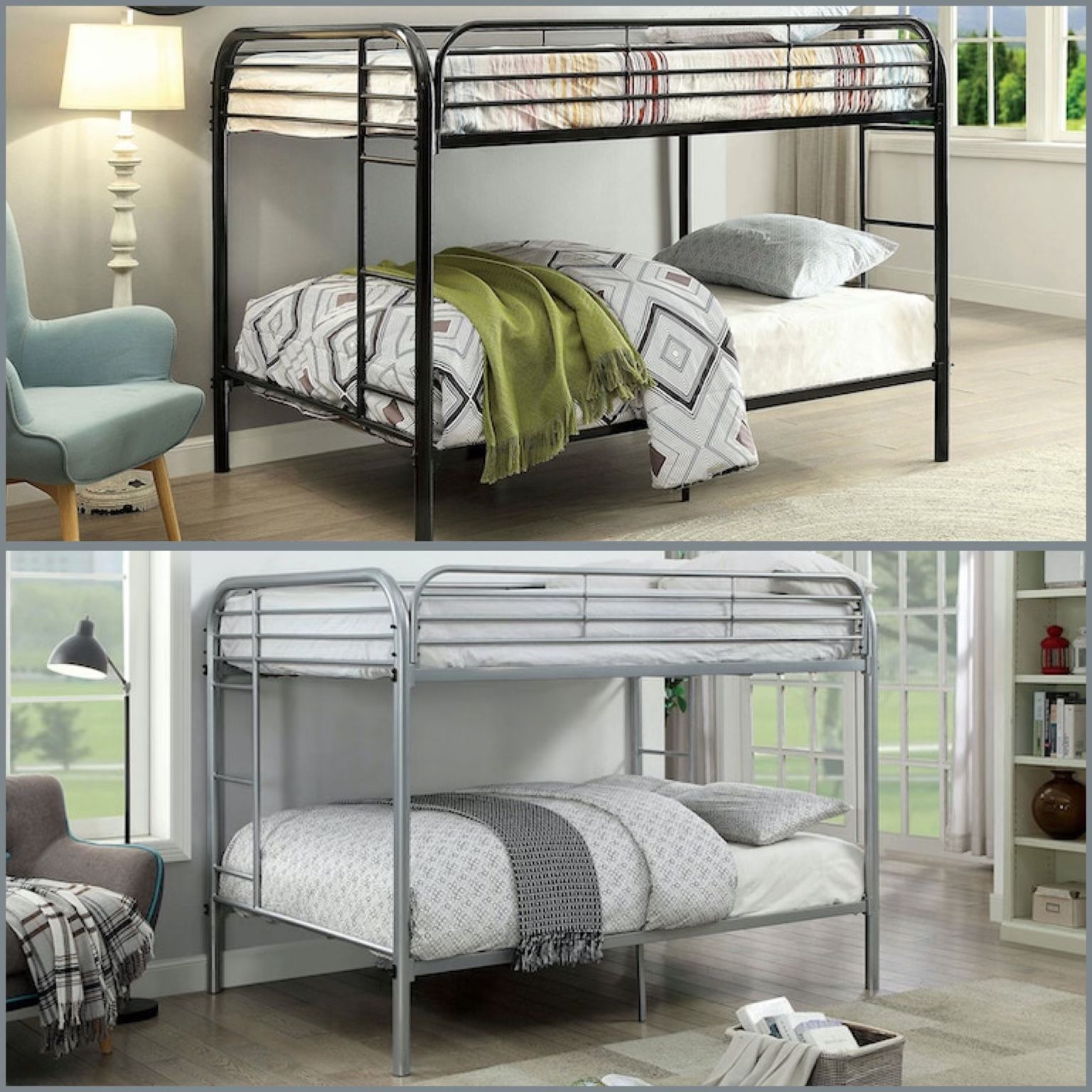 Twin Twin Size Metal Bunkbed W Supreme Orthopedic Mattress