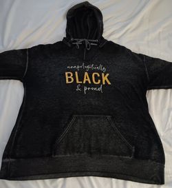 Women's Lane Bryant Pullover Hoodie Black Pocket Ties