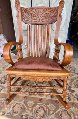 Antique American Oak Rocker Beautifully Restored 125 Years Old