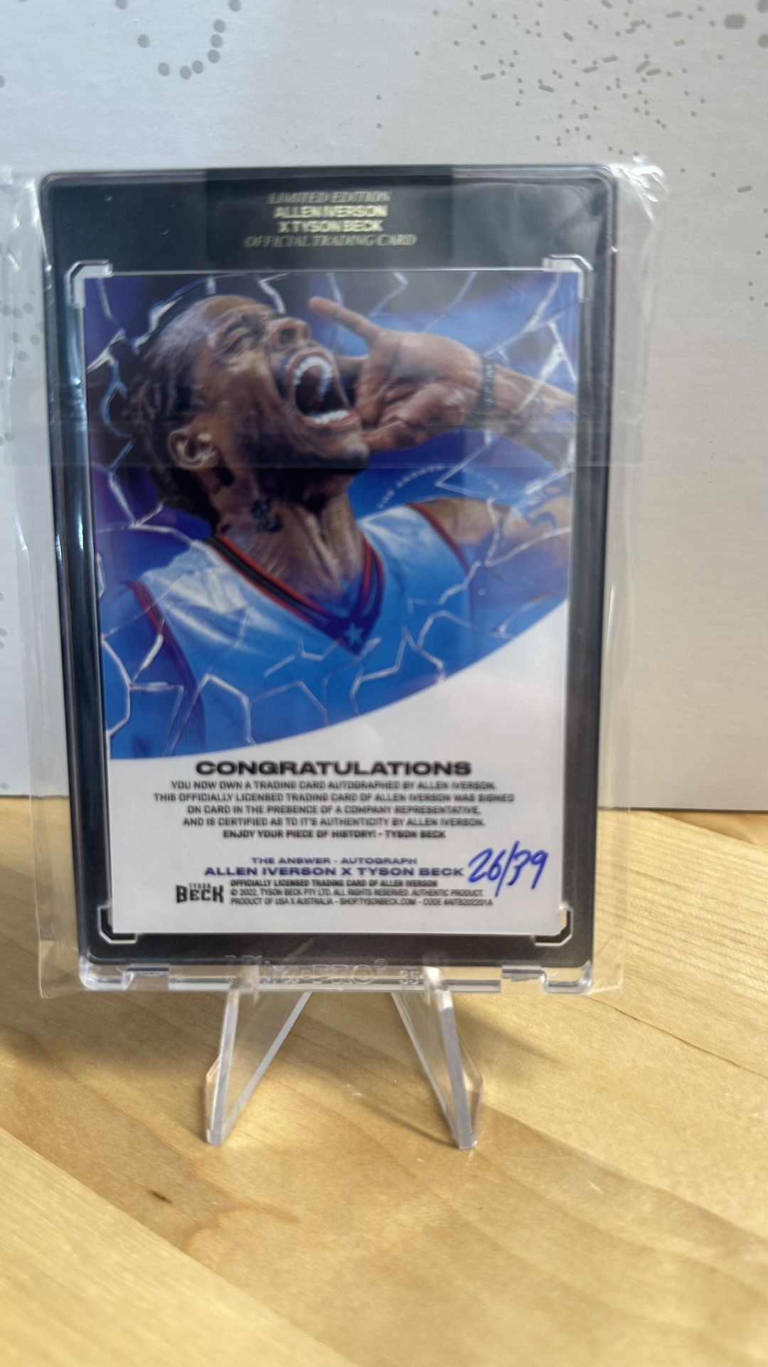 Allen Iverson On Card Signed Auto Tyson Beck 2 Cards