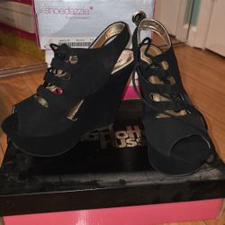 Charlotte Russe Black Suede Wedges