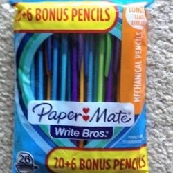 New Sealed 26 Mechanical Pencils With Erasers At Back - PaperMate