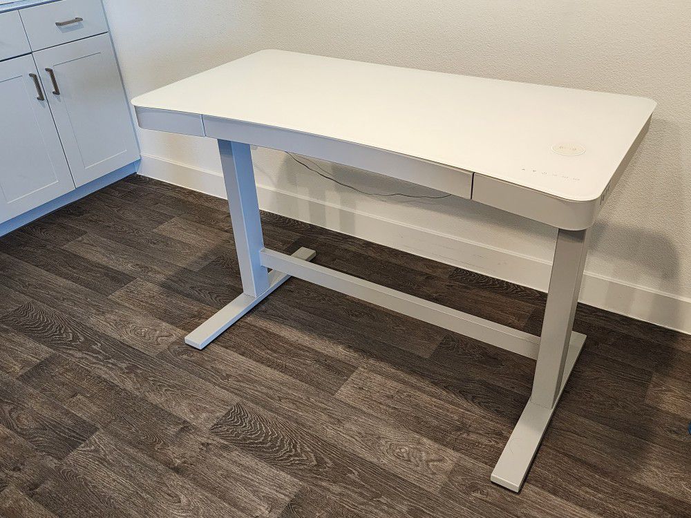 White/Gray 47" Power Adjustable Height Desk