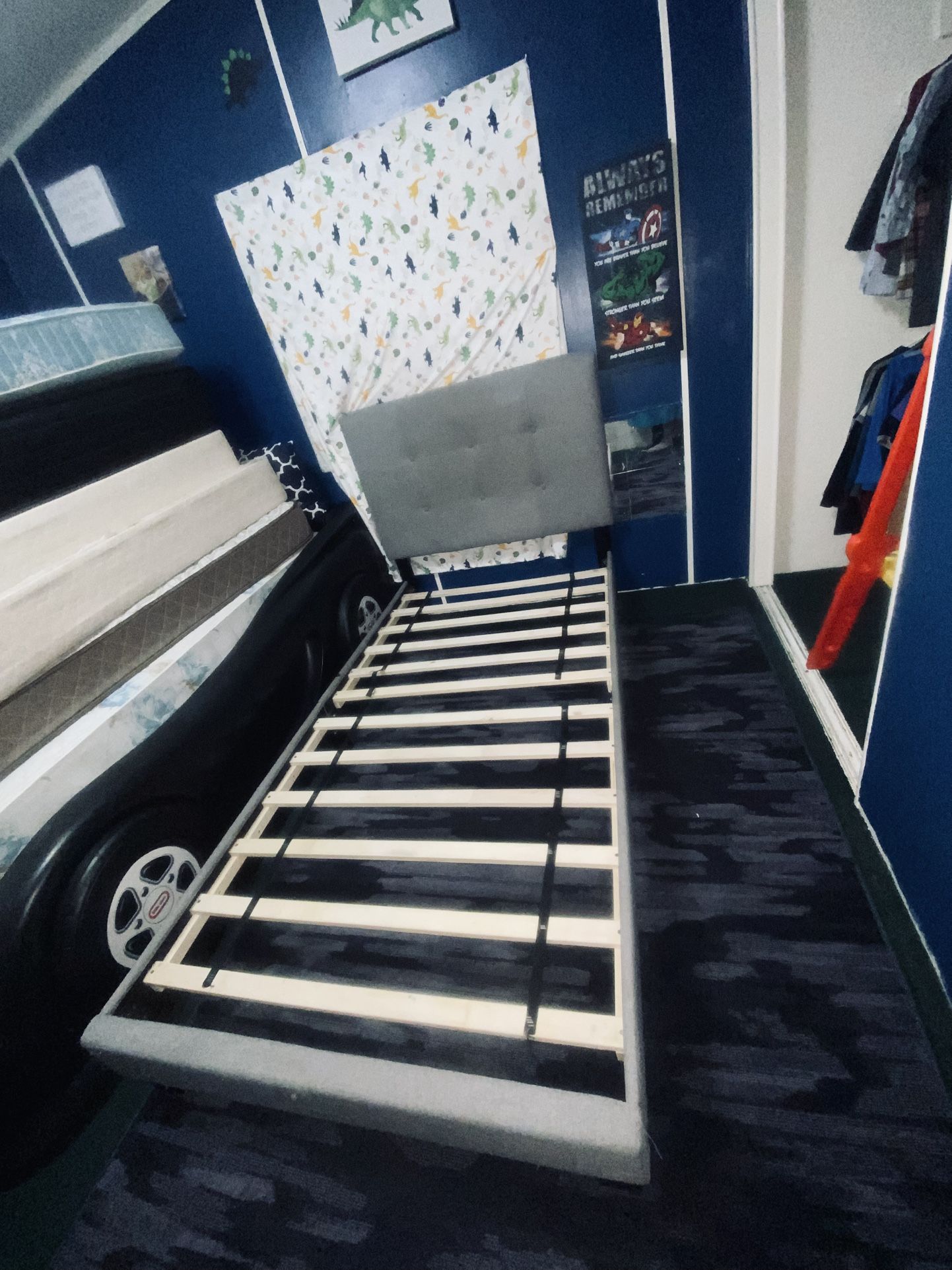 $160/$245 Cute used twin size bed frame. ( not the price with mattress ) Can be sold separately or with one of many different twin mattresses for $245