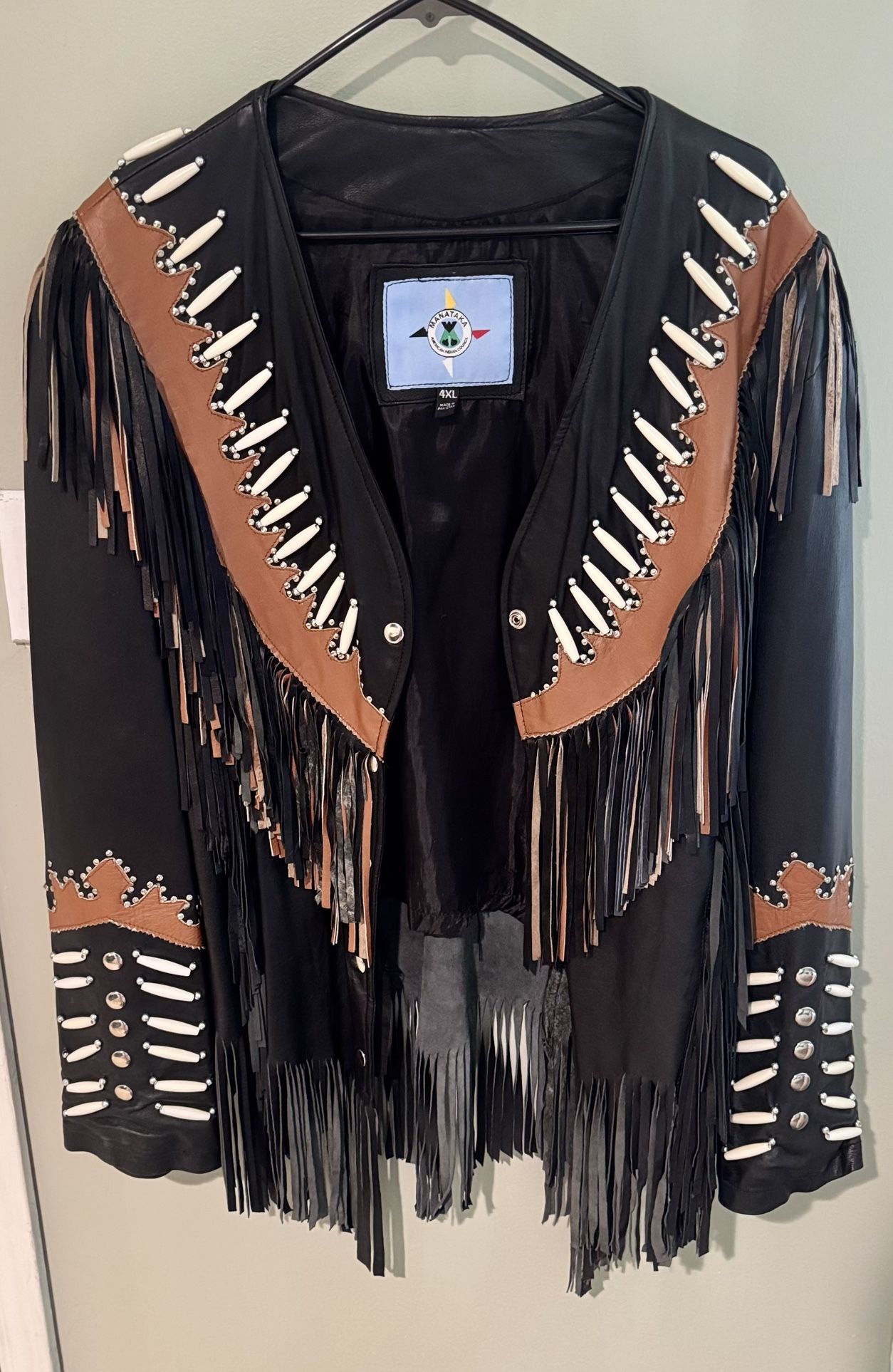 One of a kind Southwestern leather biker jacket