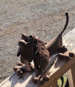 Rustic metal dog sculpture