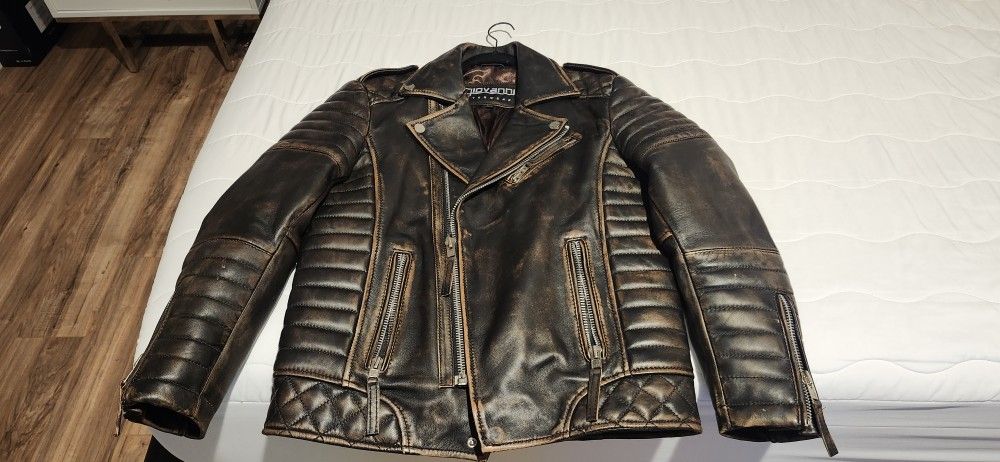 Leather Biker Jacket. M