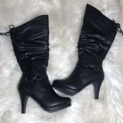 Mid Rise Black Boot Heels