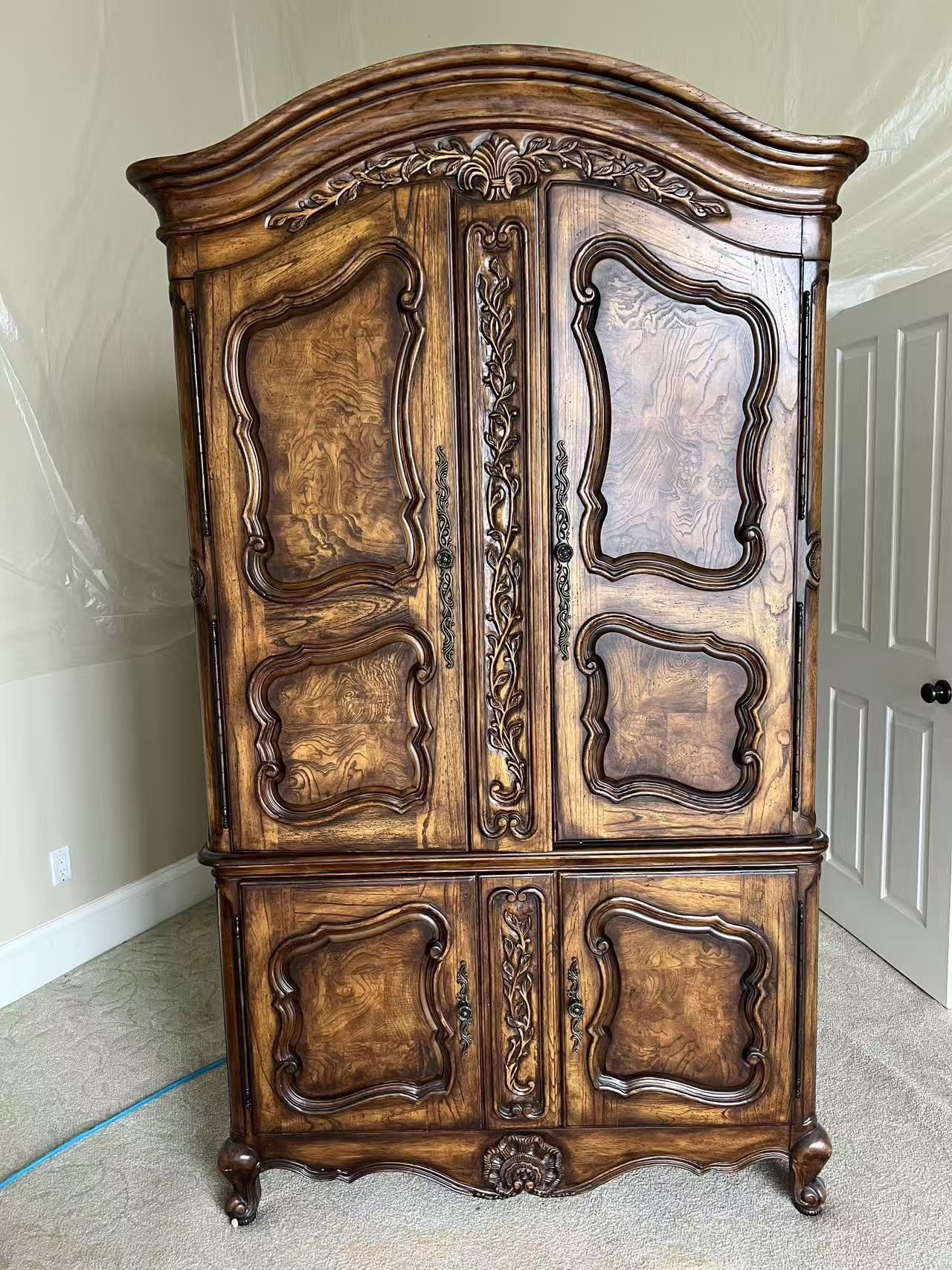 Vintage French Solid Walnut Wardrobe / Armoire 