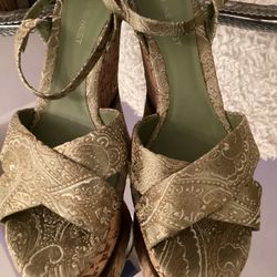 Nine West Green Wedge Heels Size 9 1/2