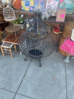 Antique iron bird cage garden decor