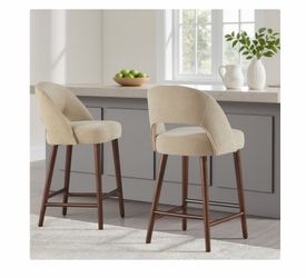 Lilah Counter Stool in Tan, Set of 2