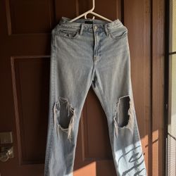 High Waisted Distressed Uniqlo Jeans