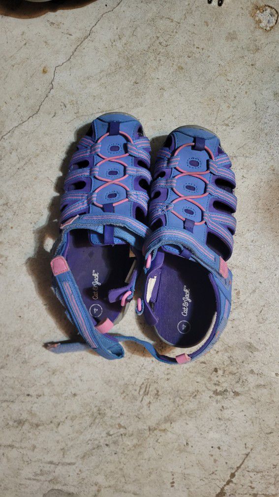 Cat & Jack Girls Fisherman Camp Shoe Sandals - Purple and Blue *USED**