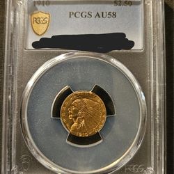 AU58 1910 $2.50 Indian Head Gold Quarter Eagle PCGS