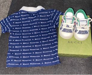 Infant boy Gucci shirt -9/12 months Gucci shoes-4