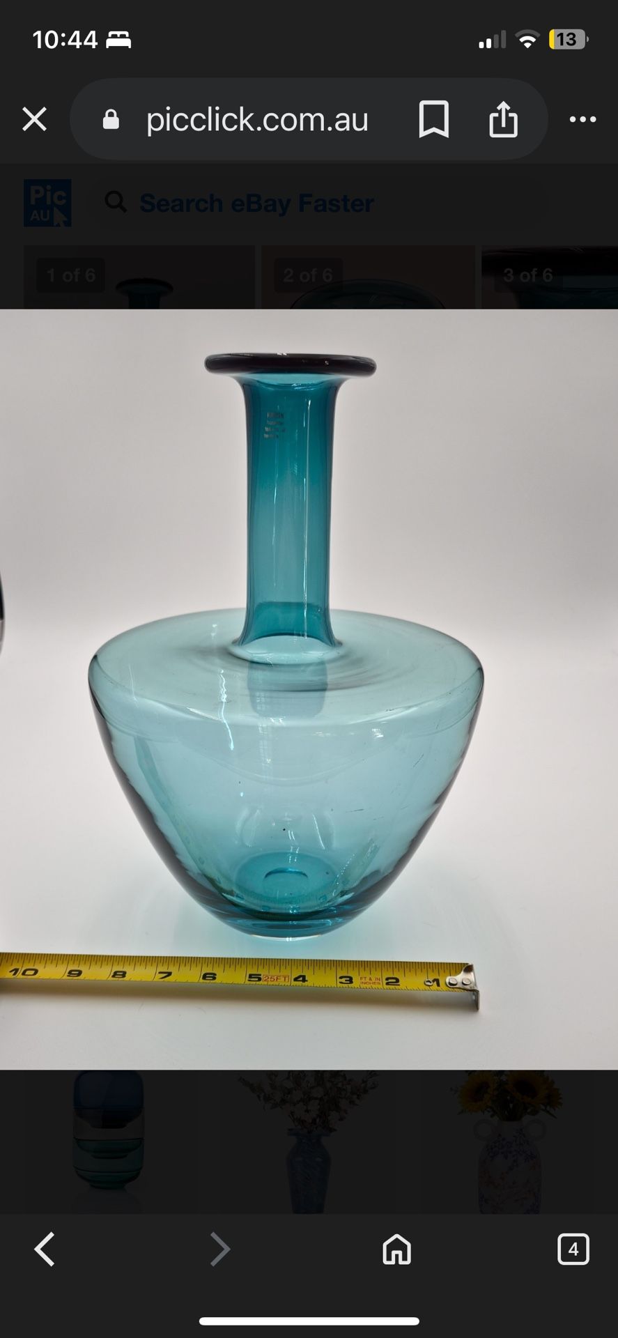 Big Mcm Makora Krosno Poland Blue Art Glass Vase πΊ