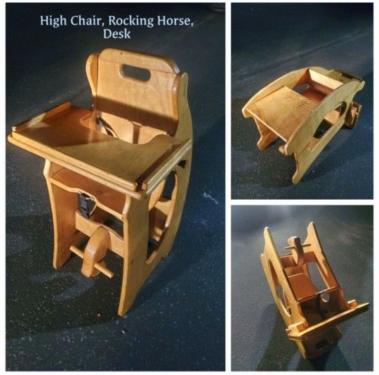 High Chair, Rocking Horse, Desk