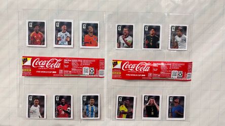 Complete Coca-Cola Panini FIFA World Cup 2026 12 Sticker Promo Set + 2 Bottle Wraps