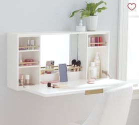 White Wall-Mounted Fold-Out Vanity Desk