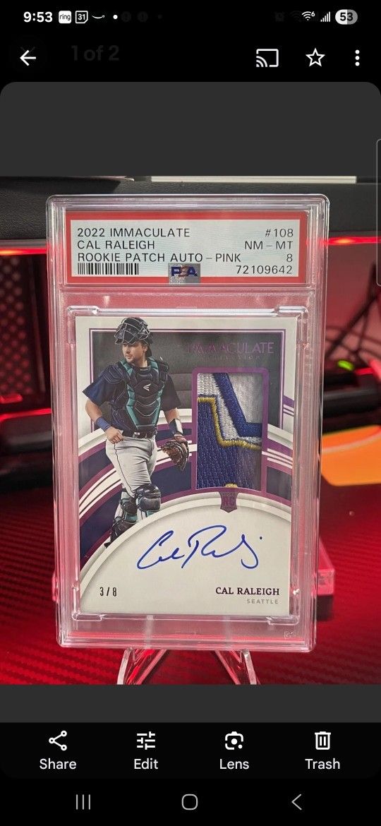 Cal RALEIGH Rc 3/8 Auto Patch Baseball Card