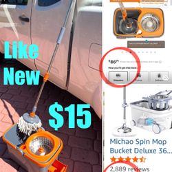 $15 Spin Mop with nice wheel Bucket steel spiner like new