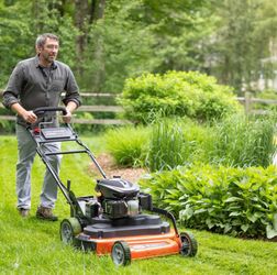 Mowing lawn