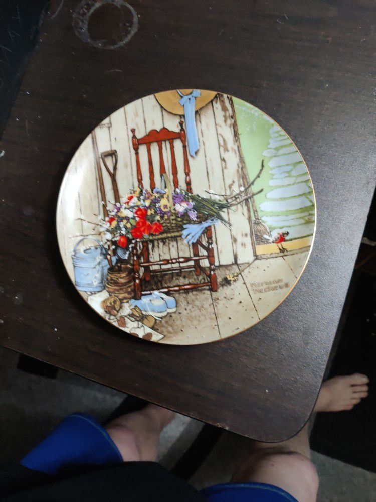 1984 Norman Rockwell Spring Flowers Collectors Plate